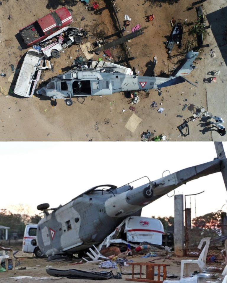 crashed helicopter crushing vehicles in residential area