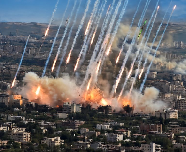 aftermath of rocket attack in Los Angeles neighborhood