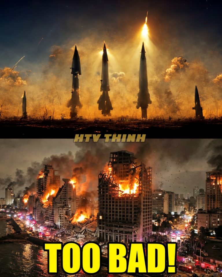 missile explosions over Tel Aviv skyline at night