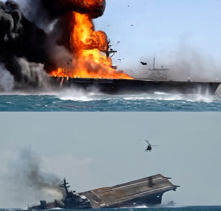 USS Rodney M Davis sinking after missile strike